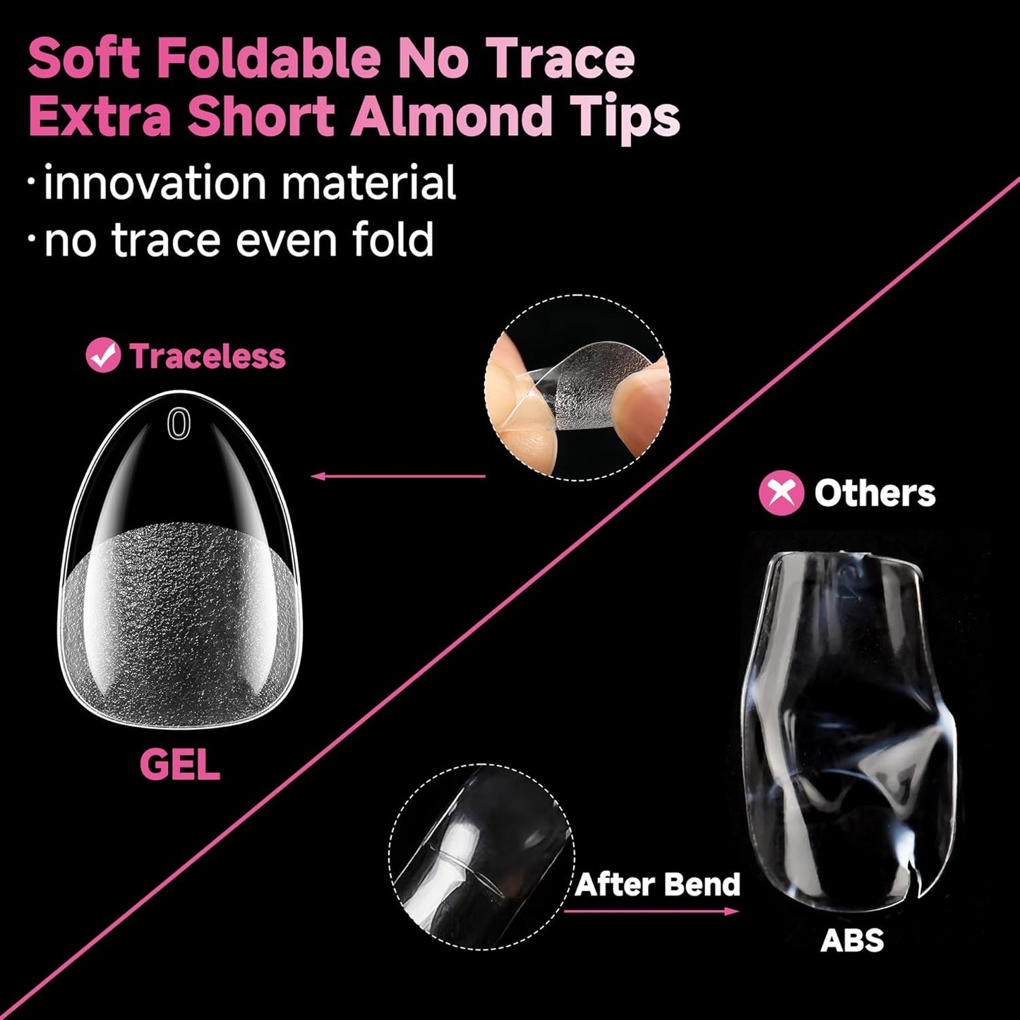 UNA GELLA Extra Short Almond Nail Tips, 312pcs XS Gel Nail Tips Almond Pre-Shaped Half Matte Full Cover No Need File Clear Fake Nails for Nails Extension Home DIY Salon 12 Sizes-Velvo Beauty