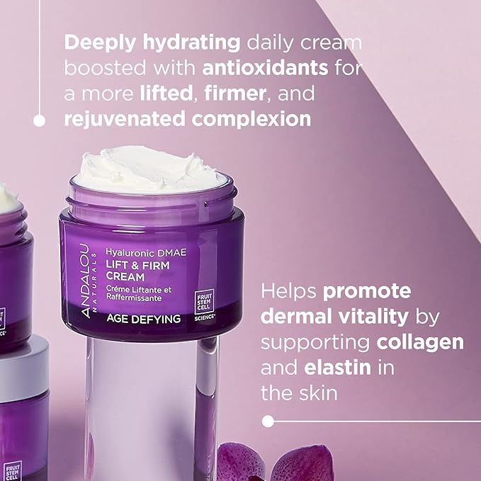 Andalou Naturals Hyaluronic DMAE Lift & Firm Skin Cream | Anti Aging Face Moisturizer With Hyaluronic Acid |Helps Reduce Fine Lines & Wrinkles | 1.7 oz-Velvo Beauty