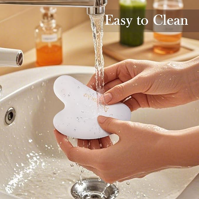 BESKAR Gua Sha Facial Tools, Natural Jade Stone Guasha Massager for Jawline Sculpting, Tighten Face Skin and Reduce Wrinkles, Face Eyes Body Neck Massage Tool, Skin Care Gift-Velvo Beauty