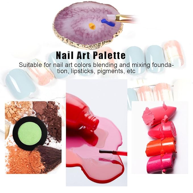 Nail Art Palette, Natural Resin Stone Nail Art Palette for Painting Placing Things Making Nail(Rose red)-Velvo Beauty