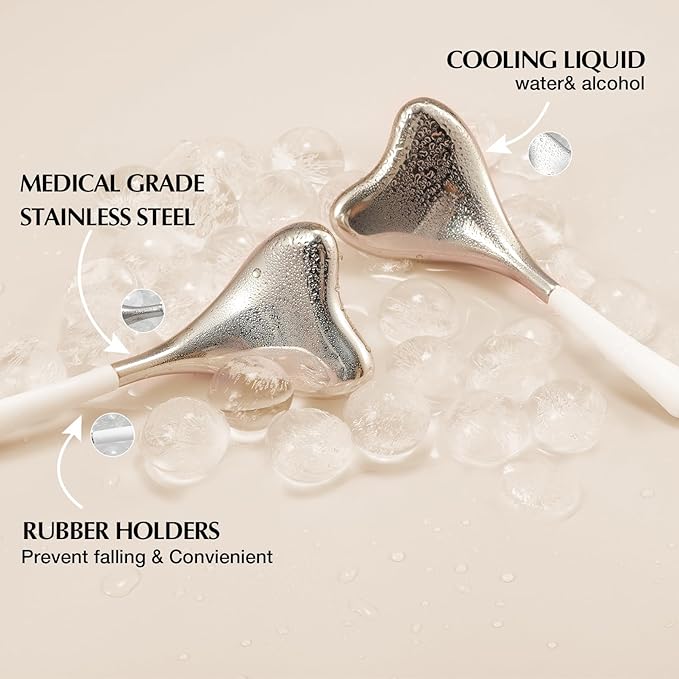 2-in-1 Gua Sha Cryo Sticks, Facial Skin Care Tools for Women Face and Eyes Massage, Unbreakable Stainless Steel Esthetician Supplies, Cooling Spa Ice Globes Roller with Carry Case-Velvo Beauty