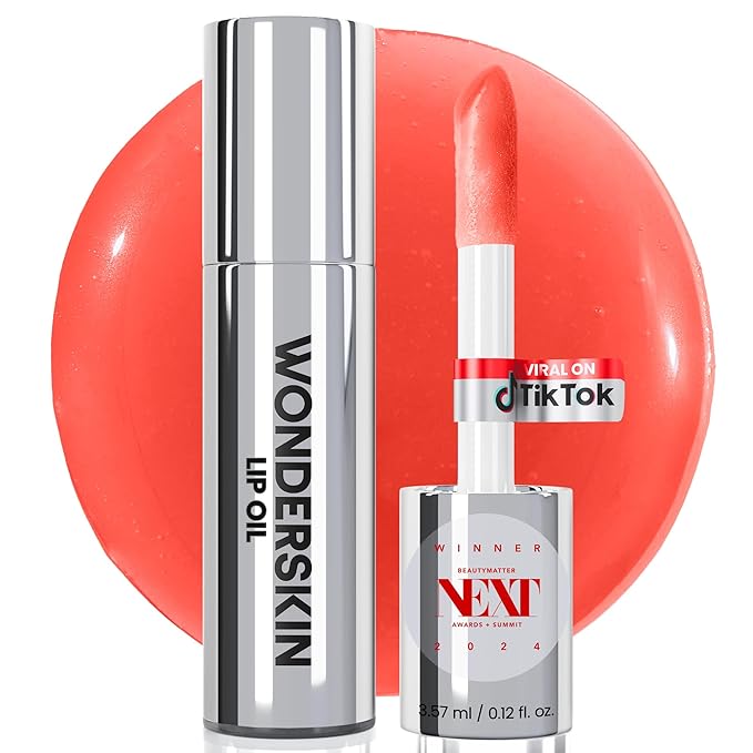 Wonderskin Lip Oil Rehab Serum - Tinted Lip Oil for Women, Hydrating, Moisturizing, and Non-Sticky Bright Red Tint Serum for Dry Lips (Flirt)-Velvo Beauty