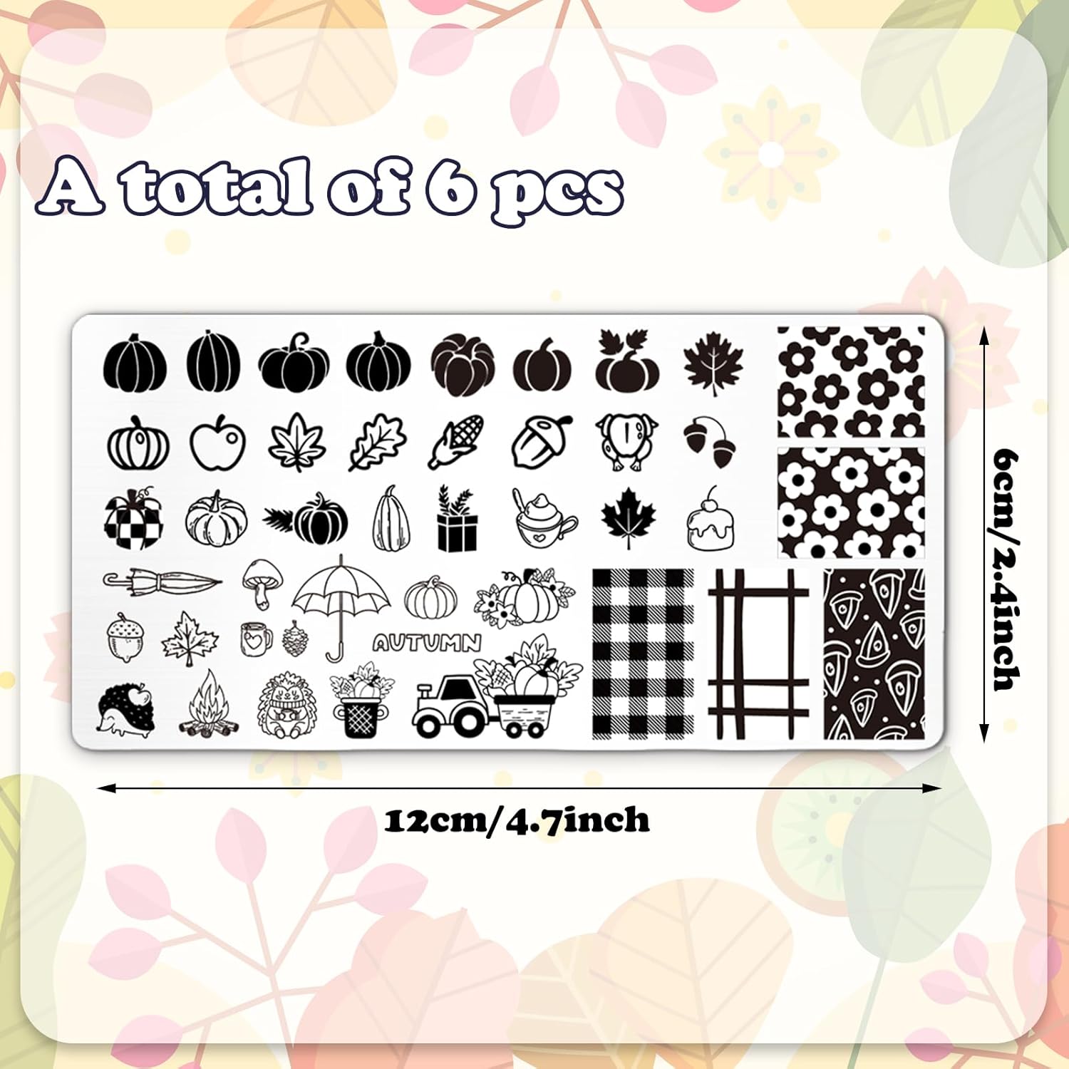 Whaline 6Pcs Fall Halloween Christmas Nail Plates Stamping Set Pumpkin Ghost Snowman Stamp Templates Nail Art Plates for DIY Print Manicure Salon Design-Velvo Beauty