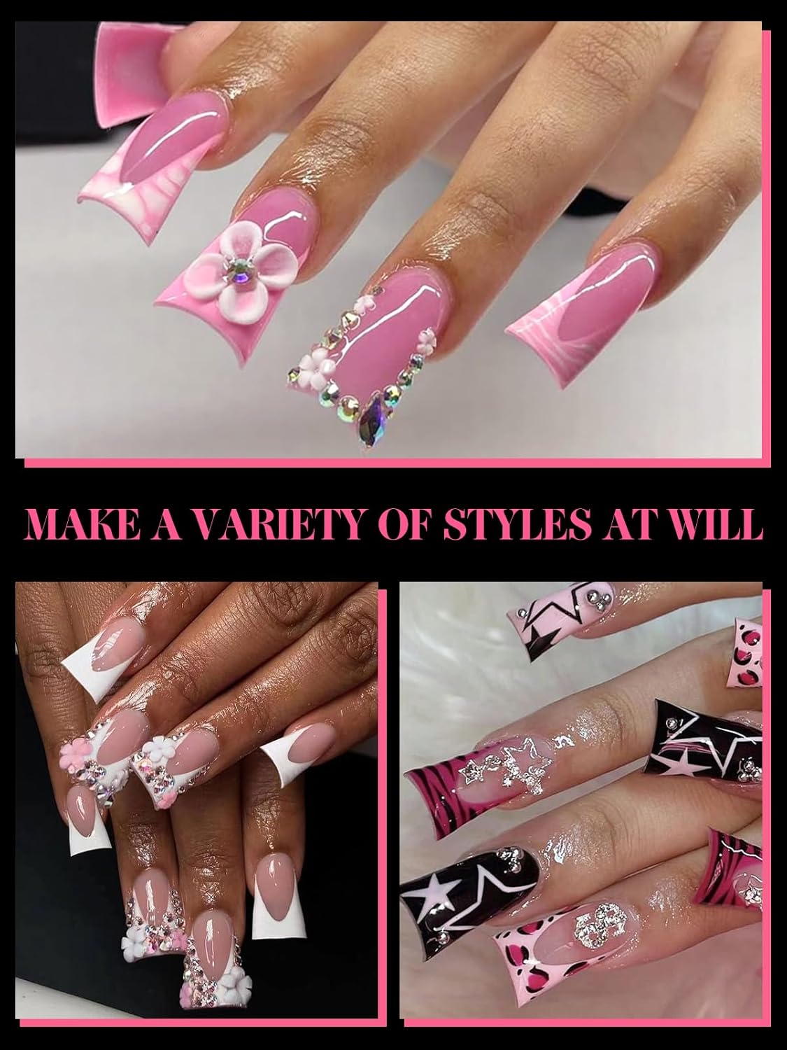 EBANKU Duck Nail Dual Forms for Poly Nail Extension, 120PCS Medium Length Duck Nail Tips Reusable Full Cover French Tip Molds for Builder Gel Nail Art Design Salon&DIY, 12 Sizes-Velvo Beauty