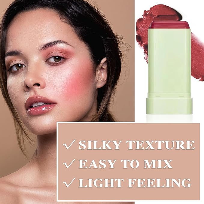 Cream Blush Stick,Waterproof Multi Makeup Cream Stick,Lightweight,Long-lasting,Easy To Use,2 in 2 Multi Blush for Cheeks & Lip Tint & Eyeshadow Makeup,Suitable for All Skin B-Velvo Beauty