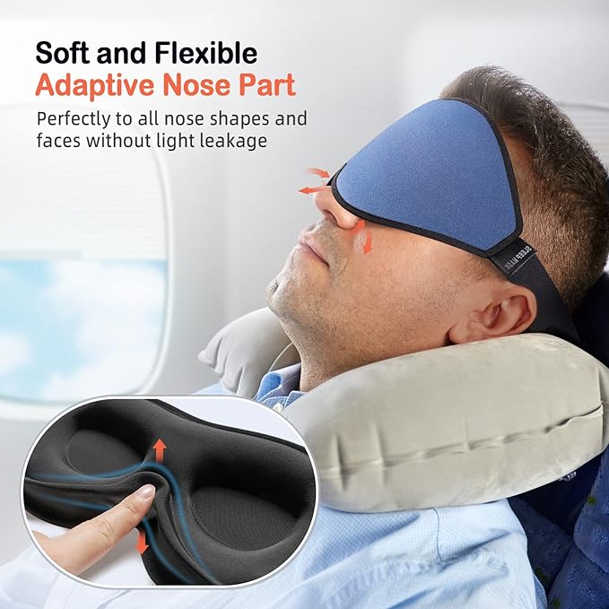 LitBear Sleep Masks, Light Blocking Eye Mask Sleeping for Women Men Side Sleeper, Soft 3D Comfortable Sleeping Mask with Adjustable Elastic Strap for Travel-Velvo Beauty