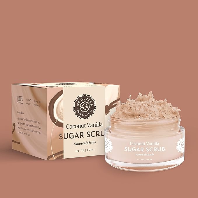 Sugar Lip Scrub | Ultra-Hydrating Exfoliator & Moisturizer for Dry or Chapped Lip | Shea Butter and Raw Sugar Scrubs | Pure & Natural | 1 Fl Oz (Coconut Vanilla)-Velvo Beauty