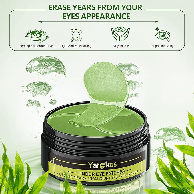 3 Packs 60 Pcs Under Eye Patches, Green+24K Gold+Pink, 30 Pairs Undereye Mask for Puffy Eye Dark Circle Treatment, Collagen Gel Pads Hydrating for Eye Bag Puffiness Wrinkle, Women Men Beauty Skin Care-Velvo Beauty