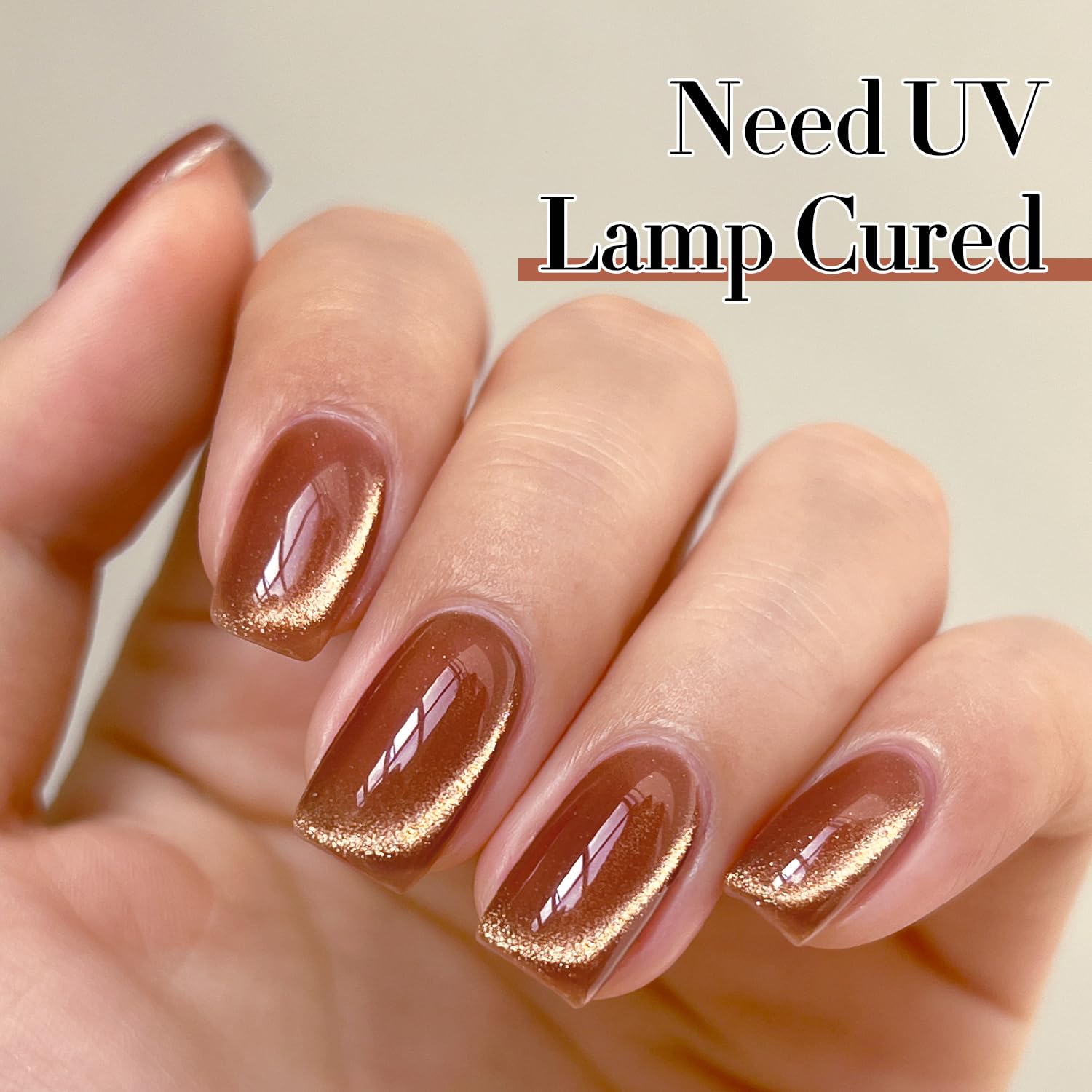 Double Rhythm 15ML Ice Glass Cat Eye Gel Polish with Magnet Holographic Glitter Shimmer Translucent Sheer Color Salon Soak Off Magnetic Nail at Home (Tea Gold-MC1123)-Velvo Beauty