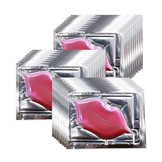 Adofect 30 Pieces Collagen Crystal Lip Masks,Pink Lip Patches& Moisturizers Collagen Lip Pads Great for Hydrating Skin, Anti Chapped & Anti-Aging and Plump Your Lips,Pink-Velvo Beauty
