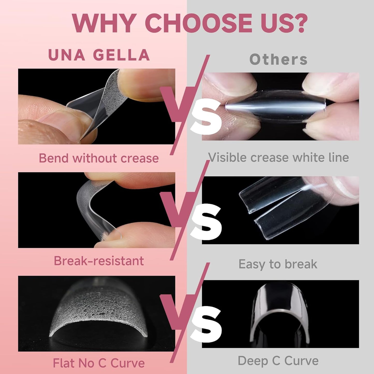 UNA GELLA Medium Square Gel Nail Tips Half Matte 312pcs Medium Square Gel Nails Full Cover False Acrylic Nails Tips for Press On Nails DIY Art Salon Nail Extensions, 12 Sizes-Velvo Beauty