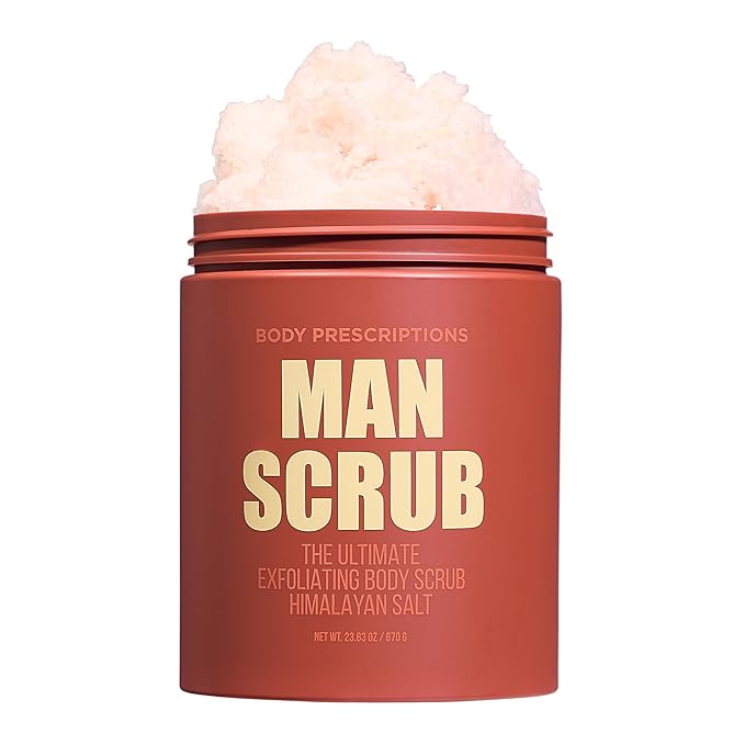 Body Prescriptions Men’s Exfoliating Body Scrub – Ultimate Skin Cleansing Wash in Jar with Twist-Top Lid, For All Skin Types, 21 Ounce (Pack of 1), Himalayan Salt-Velvo Beauty
