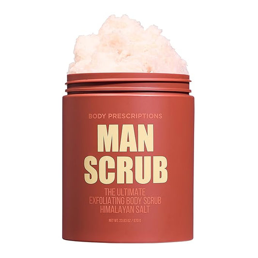 Body Prescriptions Men’s Exfoliating Body Scrub – Ultimate Skin Cleansing Wash in Jar with Twist-Top Lid, For All Skin Types, 21 Ounce (Pack of 1), Himalayan Salt-Velvo Beauty