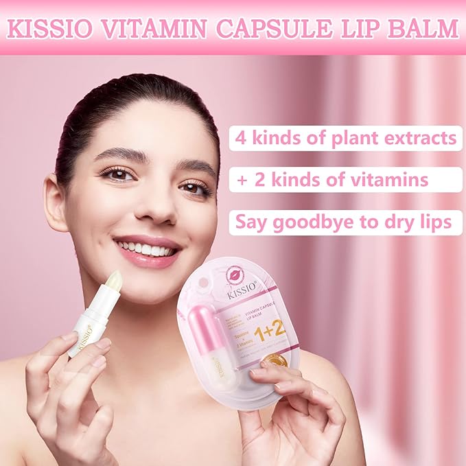 KISSIO Lip Balm,Long Lasting Nourishes and Hydration Lips,Vitamin Lip Balm with Cocoa Seed Butter,Macadamia Seed Oil and Vitamins,Lip care,Cruelty free,0.12 oz-Velvo Beauty