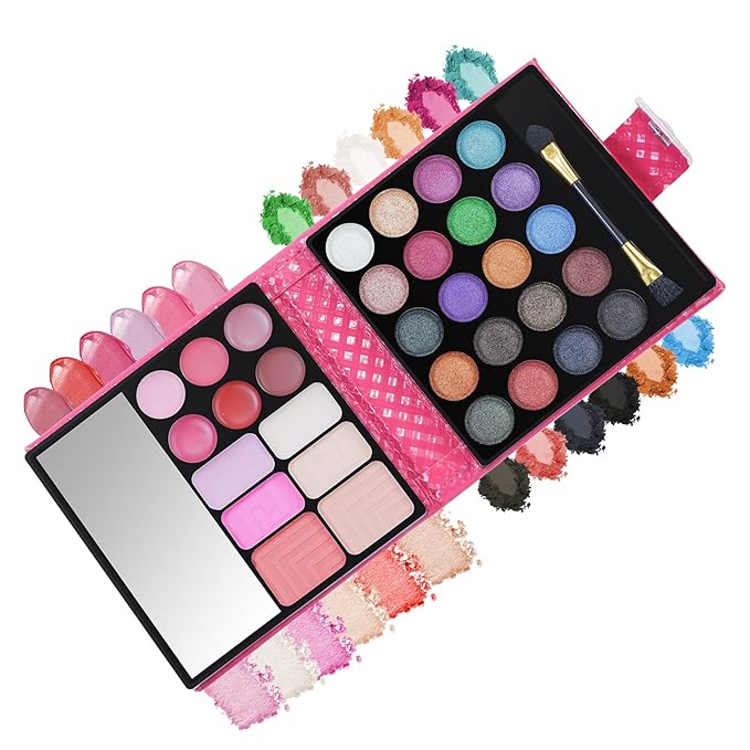 All-in-one Holiday Makeup Gift Set | Full Makeup Kit for Women Essential Starter Bundle Include 20 Highly Pigmented Shimmer Eyeshadow Palette,3 Blush,3 Face Powder, 6 Lipgloss, Brush-Velvo Beauty