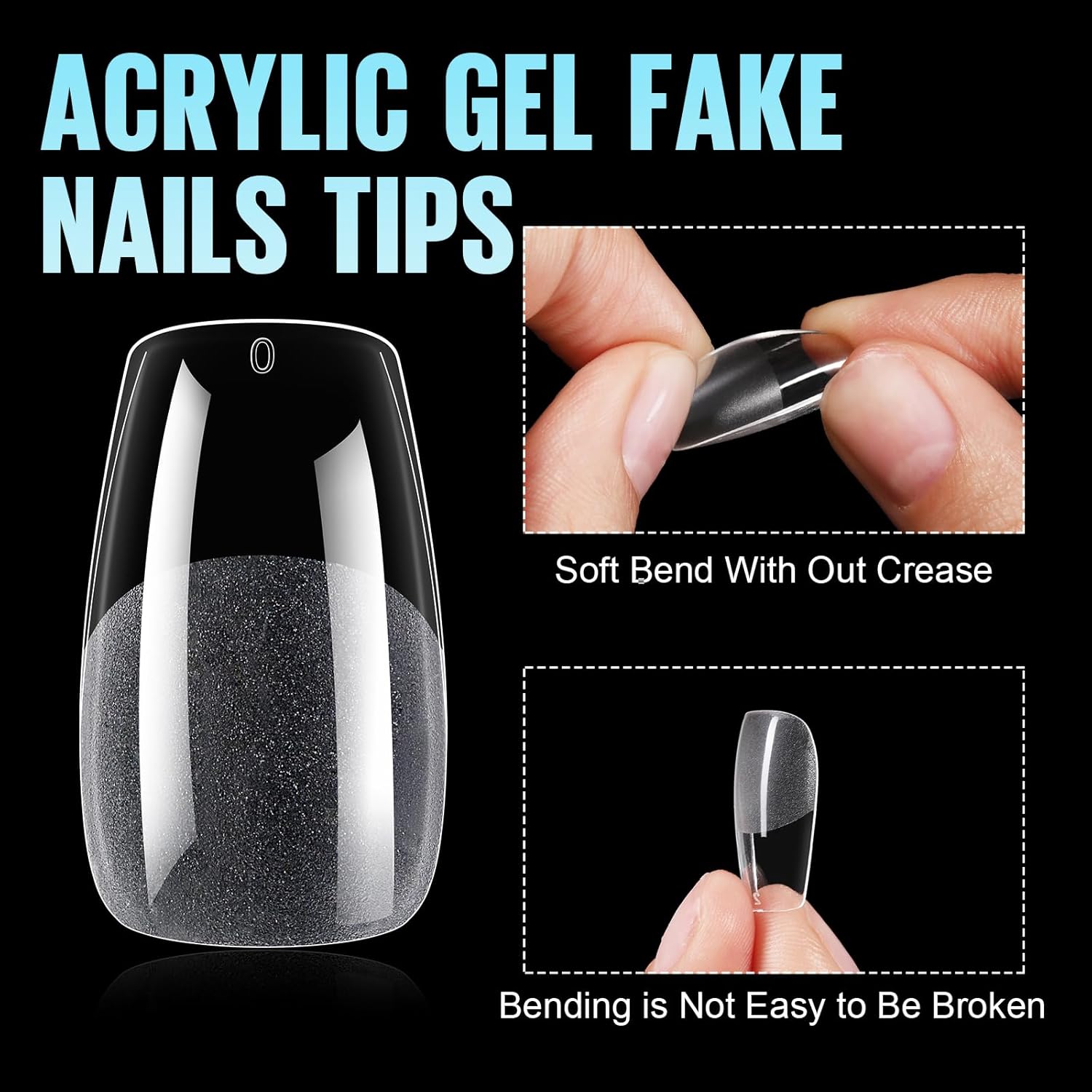 TOMICCA Medium Coffin Nail Tips, 240Pcs Half Matte Nail Tips, 15 Sizes Nail Extension Tips Set, Full Cover Pre Shaped Fake Nails for Beginner and Professional DIY Nail Salon-Velvo Beauty