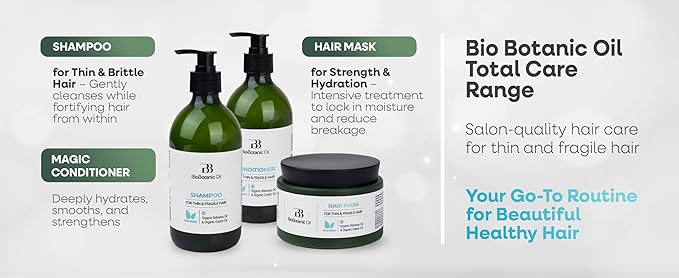 Bio Botanic Oil Hair Mask for Thin, Sparse & Brittle Hair | Strengthens & Restores | Organic Castor & Babassu Oils | SLS-Free, Paraben-Free, Deeply Hydrating & Softening | 250ml-Velvo Beauty