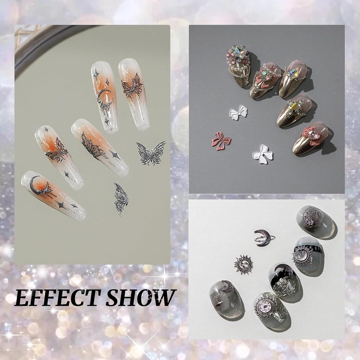 Nail Art Silicone Template, Sun and Moon Nail Decoration Silicone 3D Nail Art Carving Templates for Precise Embossed Pattern, Nail Tools Nail Charms for Acrylic Nail DIY Craft-Velvo Beauty