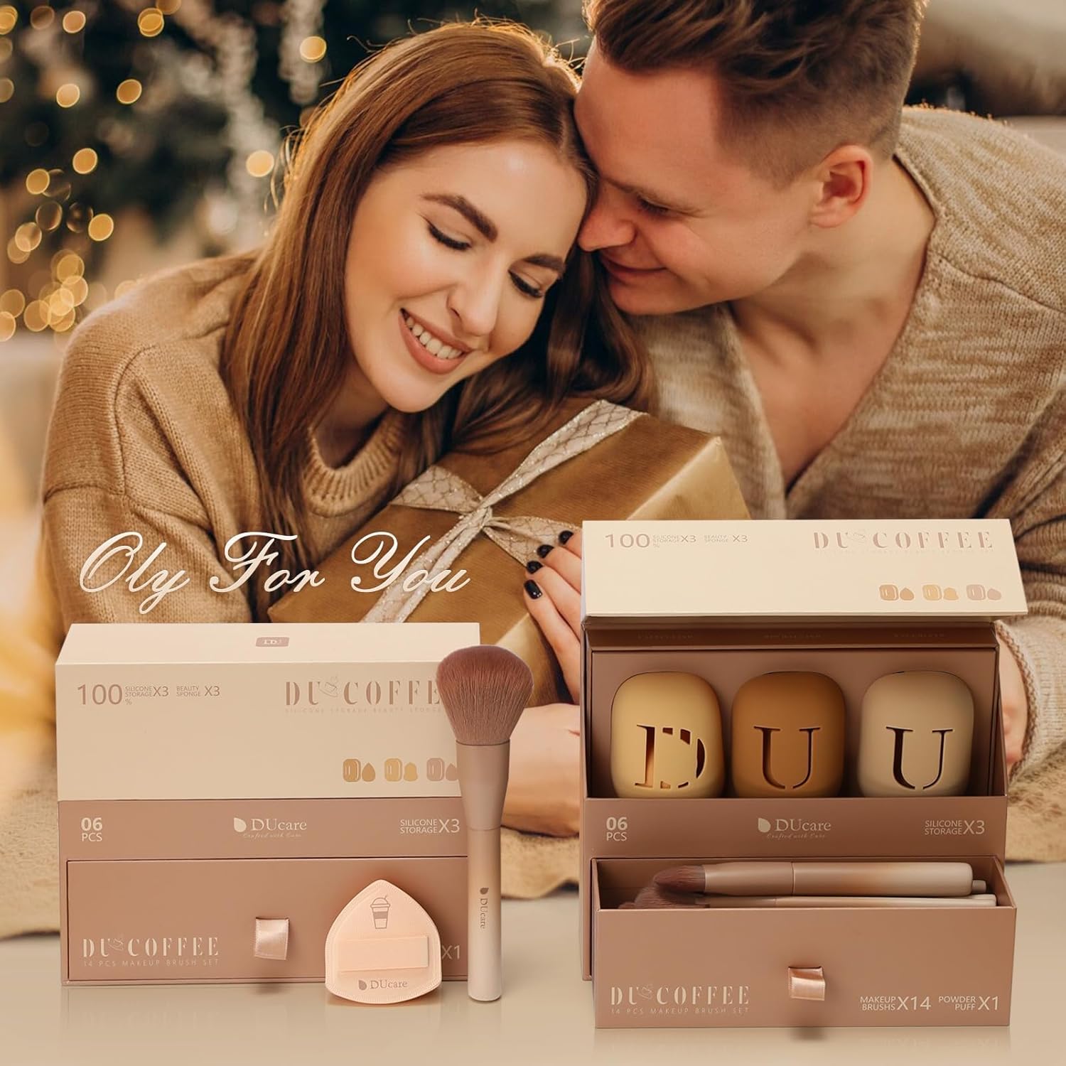 DUcare Makeup Brushes Set 14Pcs Coffee Series Makeup Brush set with Makeup Sponges Gifts Foundation Blending Face Powder Blush Eye Shadows Brushes-Velvo Beauty