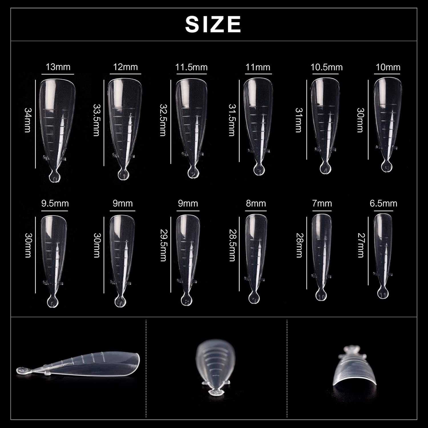 KADS 120PCS Clear Full Cover Dual Nail System Form UV Gel Acrylic Nail Art Mold Artificial Nail Tips with Scale for Extension (MODEL 6)-Velvo Beauty