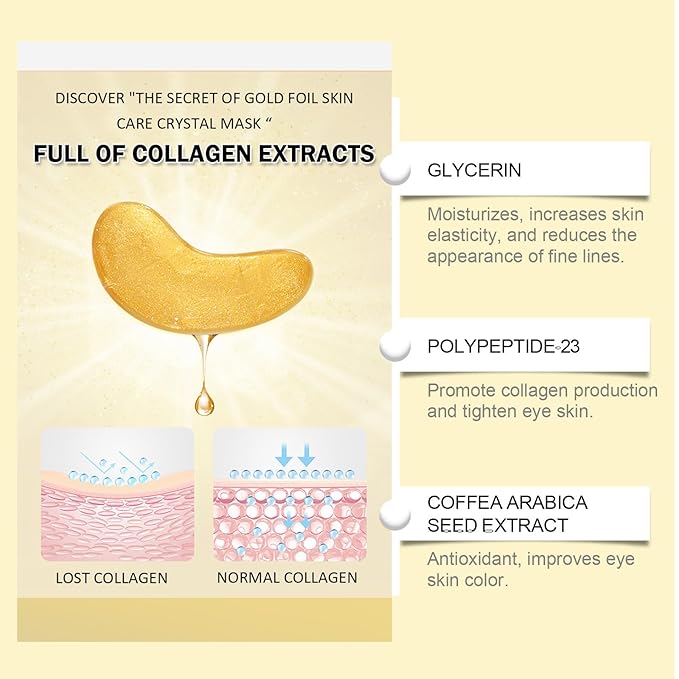 24K Gold Under Eye Patches,Black Box Collagen Anti-Aging Moisturize Under Eye Mask,Reducing Fine and Lines Dark Circleeye Patches,Gel Eye Masks Beauty & Personal Care-Velvo Beauty