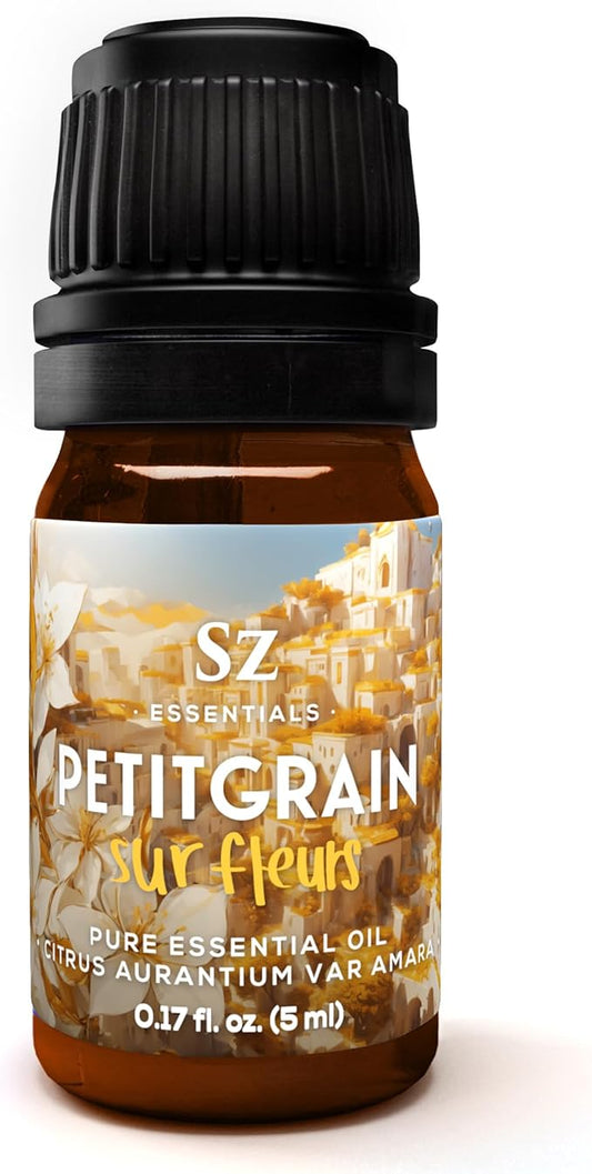 Petitgrain Sur Fleurs Essential Oil - 100% Pure and Undiluted - Extracted from Neroli-Bitter Orange Tree - Citrusy & Woody Scent with Fresh Neroli Floral Overtones - Therapeutic Grade-Velvo Beauty
