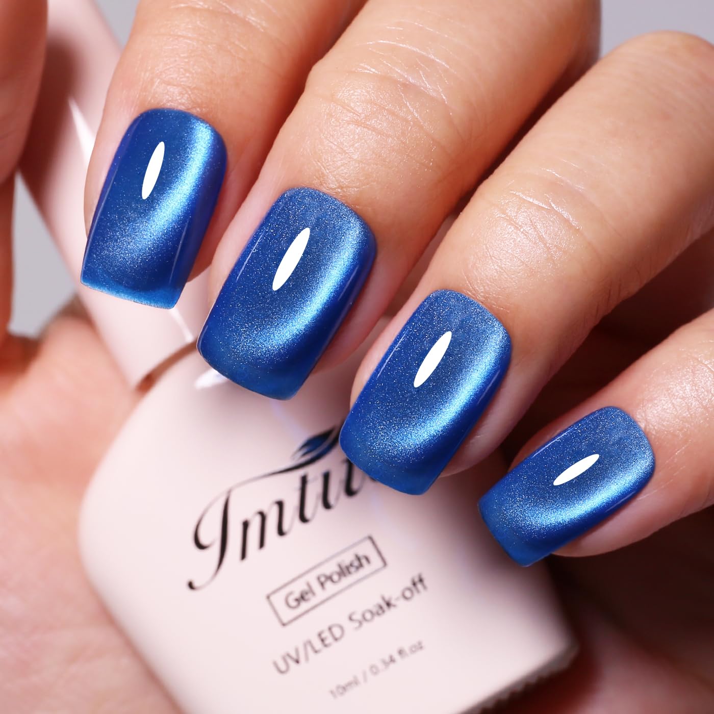 Imtiti Cat Eye Gel Nail Polish, Dark Blue Holographic Magnetic Crystal Nail Gel Polish With Magnet Glittery Galaxy Spring Summer Kit Soak Off UV Led 10ML-Velvo Beauty