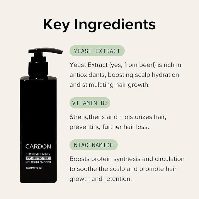Hair Growth Conditioner for Men by CARDON, Prevent Thinning Hair and Hair Loss with Niacinamide & Vitamin B5 for healthy scalp, Korean Skin care, Deep Conditioner for dry damaged hair, (1 Bottle)-Velvo Beauty