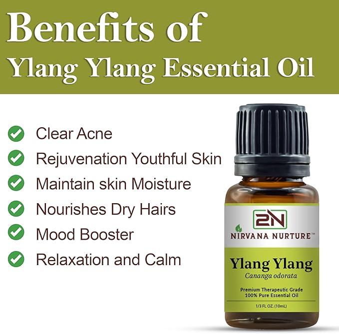 Ylang Ylang Essential Oil 100% Pure Premium Therapeutic Grade, Undiluted - Aromatherapy Diffuser for Calm and Relaxation, Skin Care, Hair Care-Velvo Beauty