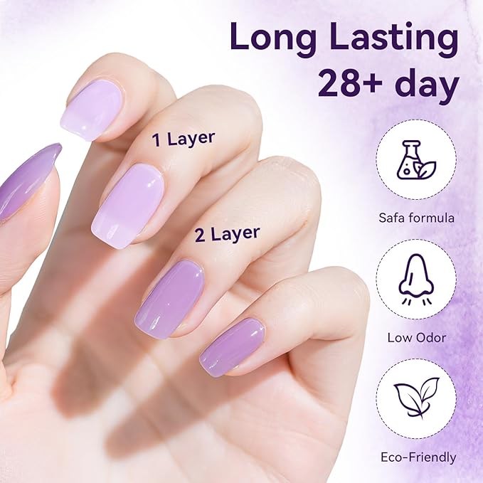 JODSONE Jelly Gel Nail Polish Set of 6 Colors Purple Set for Salon Manicures and DIY Nail Art at Home Need U V Cured Gift for Women-Velvo Beauty