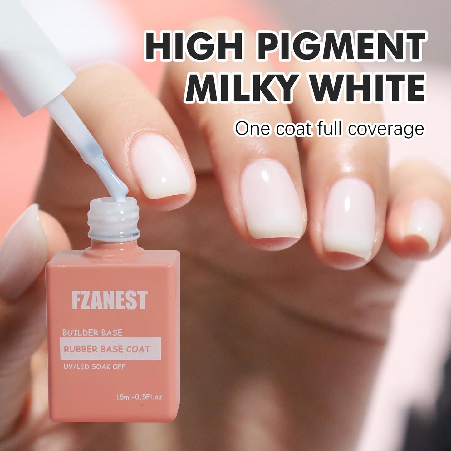 FZANEST Builder Gel for Nails, Milky White Gel Polish Rubber Base For Nails Strengthener Extension Apex Building Repair UV LED Color Base Nail Polish in Bottle-Velvo Beauty