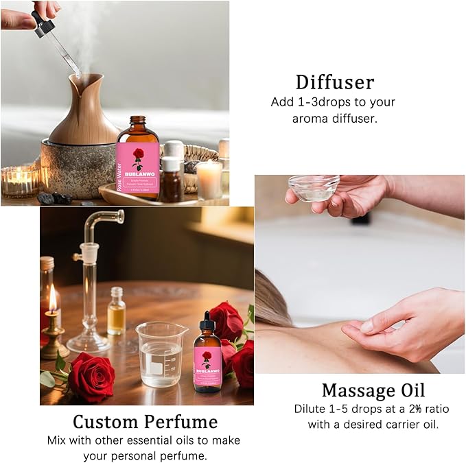 Organic Rose Water Toner Spray for Face, Skin Care, Soaps, Skin Hydration, Bath Facial Mist Toner 118 ml-Velvo Beauty