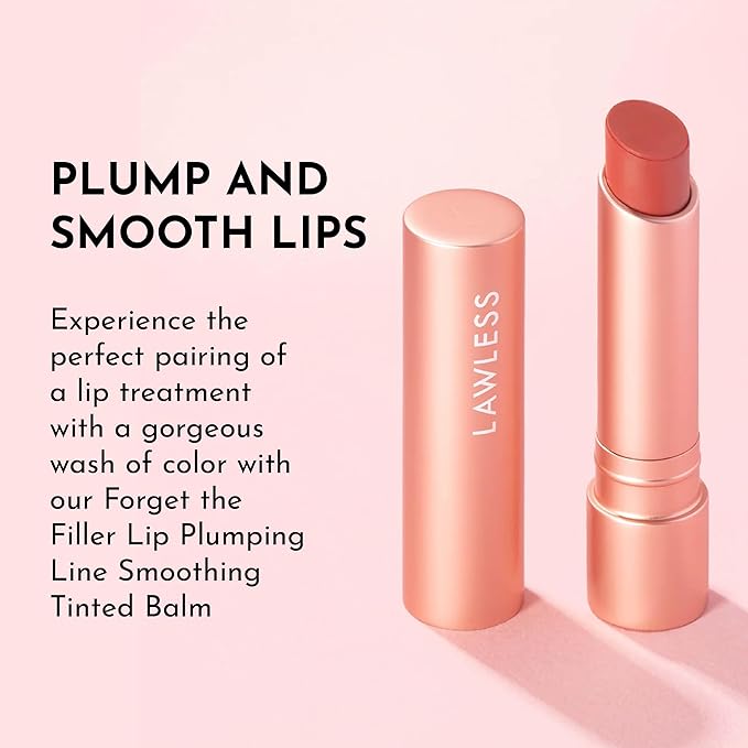 LAWLESS Forget the Filler Lip Plumping Line Smoothing Tinted Balm, Georgie, Pink, 0.09 Ounce-Velvo Beauty