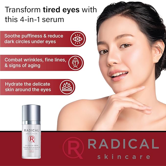 Radical Skincare Eye Revive Creme - 4 in1 Anti-Aging Solution Combats Wrinkles, Dark Circles, Puffiness, & Fine Lines - For All Skin Types Including Sensitive Skin - Paraben Free (0.5 Fl Oz, 2 Pack)-Velvo Beauty