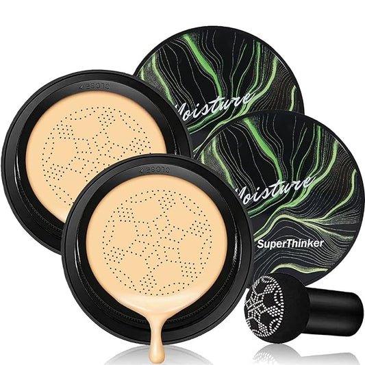 Mushroom Head Air Cushion CC Cream, BB Cream Face Makeup Foundation for Mature Skin Moisturizing Concealer Brighten Long-Lasting, Even Skin Tone for All Skin Types-Velvo Beauty