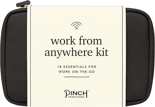 Pinch Provisions Work from Anywhere Kit, Includes 18 Essentials to Help You Stay on Task, Must-Have Essentials, Compact Multi-Functional Vegan Leather Pouch, Black-Velvo Beauty