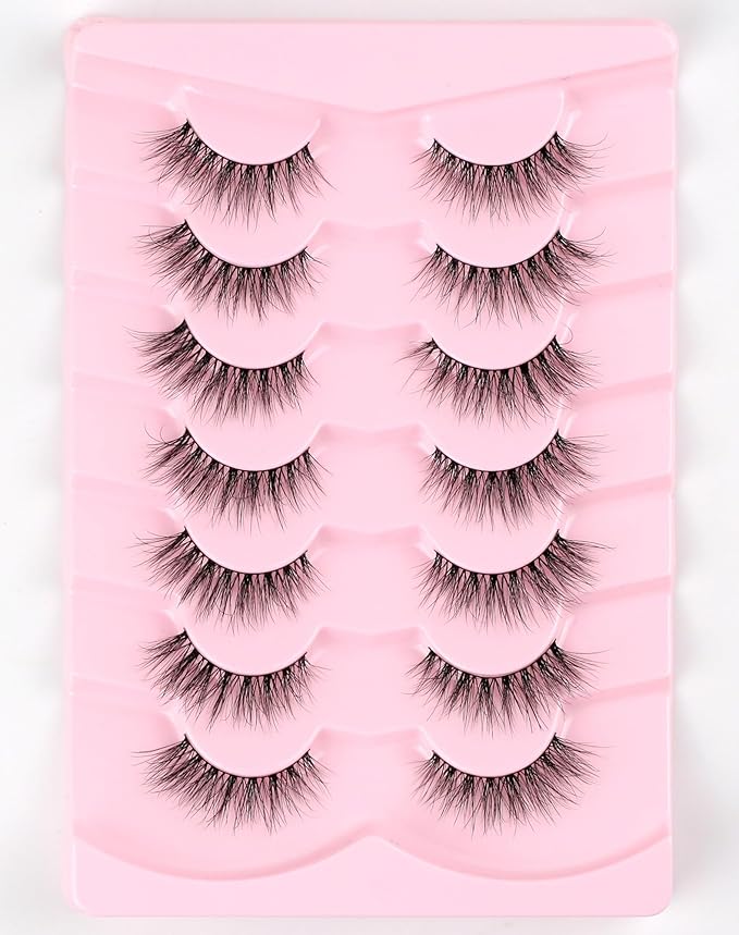 Eyelashes Natural Look Strip Lashes Wispy Natural Mink Lashes Volume Lash Fluffy Fake Eyelashes C Curl False Lashes Thick Eyelashes 7 Pairs-Velvo Beauty
