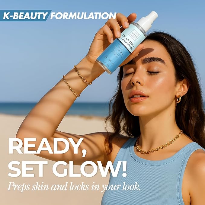 Hyaluronic Acid & Collagen Face Mist - Dermatologist Tested, Moisturizes & Tones Skin, Anti-Aging, Natural Ingredients, Cruelty-Free Korean Skin Care - All Skin Types - 4 OZ (2 Pack)-Velvo Beauty