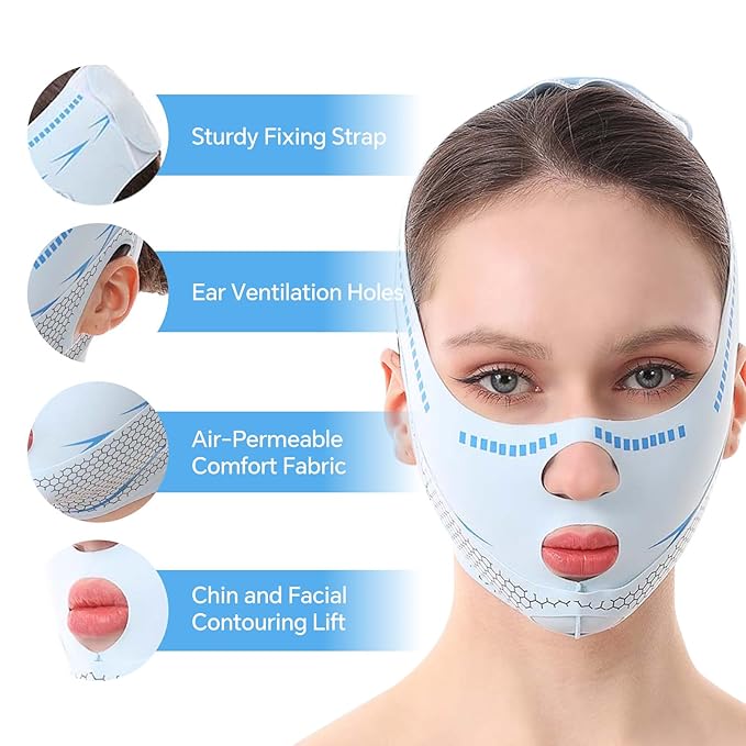 Line Lifting Mask Chin Strap for Sleeping, V Line Mask, Face Lift Prevent Sagging,Double Chin Reducer,Jawline Shaper,All-Around Coverage, Wrapping and Shaping More Comprehensively.-Velvo Beauty