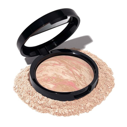 LAURA GELLER NEW YORK Award-Winning Baked Balance-n-Brighten Color Correcting Powder Foundation - Porcelain - Buildable Light to Medium Coverage - Demi-Matte Natural Finish-Velvo Beauty