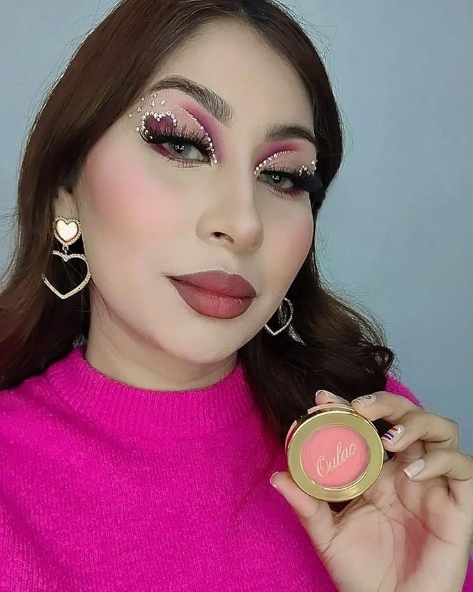 Oulac Blush Face Coral Matte | Pigmented Powdery Cream Blusher Warm Skin Light Medium| Natural Matte | Light Weight&Blendable| Cruelty-Free Blush| 12 Forever Young 4.8g-Velvo Beauty