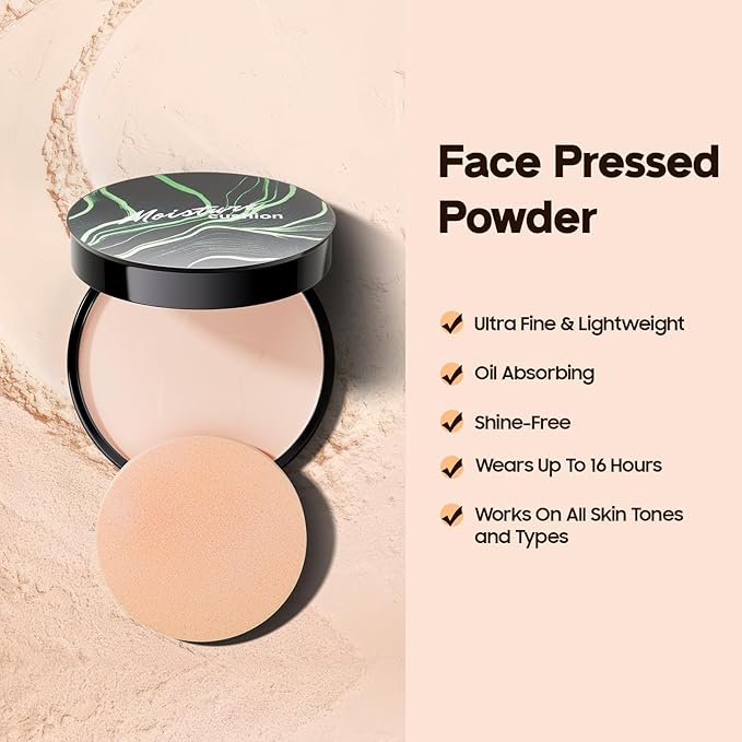 Face Setting Powder Makeup - Waterproof Long-Lasting Pressed Powder, Oil Control Finishing Powder Makeup, Smooth & Flawless, Poreless Matte Weightless for All Skin Types, Cruelty-free (Natural)-Velvo Beauty