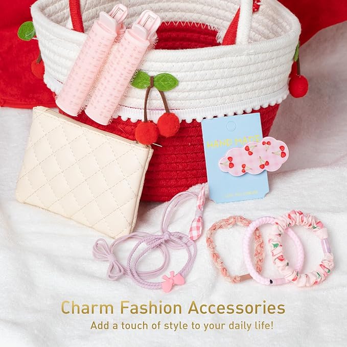 Spa Gifts for Women, Cherry & Berry Spa Gift Set for Teenage Tote Bag, Shower Gel, Hand & Body Lotion, Hitrees Birthday for Best Friend Woman, Mom, Mothers Day-Velvo Beauty