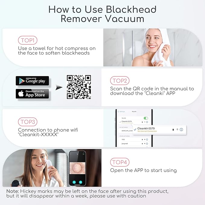 Blackhead Remover Vacuum, Black Head Remover for Face with Camera, Pore Vacuum for Men and Women, USB Interface Type Blackhead Remover Tools, 6 Suction Heads & 3 Adjustment Modes (Grey)-Velvo Beauty