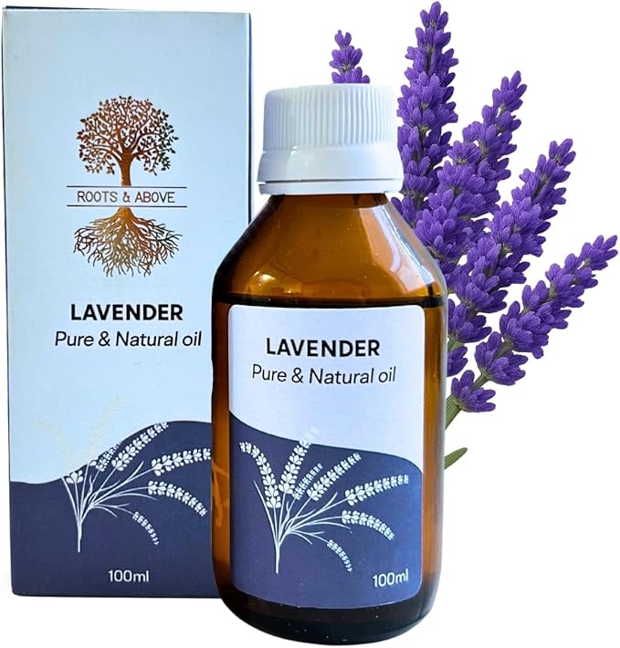 Roots & Above Pure Natural Lavender Essential Oil 3.38 oz/100ml for Diffuser, Skin, Hair, Self-Care, Soap & Candle Making Scent Fragrance-Velvo Beauty