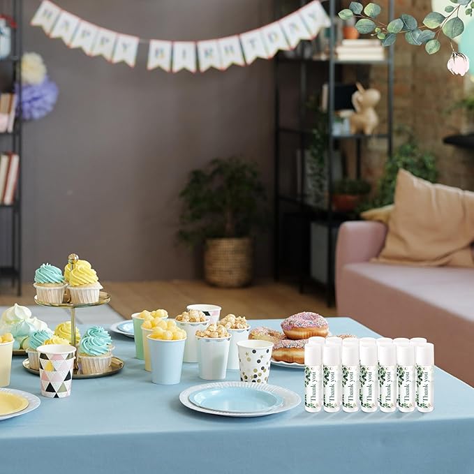 Demissle 40 Pcs Lip Balms with Jasmine Scent and Green Leaves - Moisturizing Gift for Wedding, Baby Shower, Gender Reveal Party-Velvo Beauty