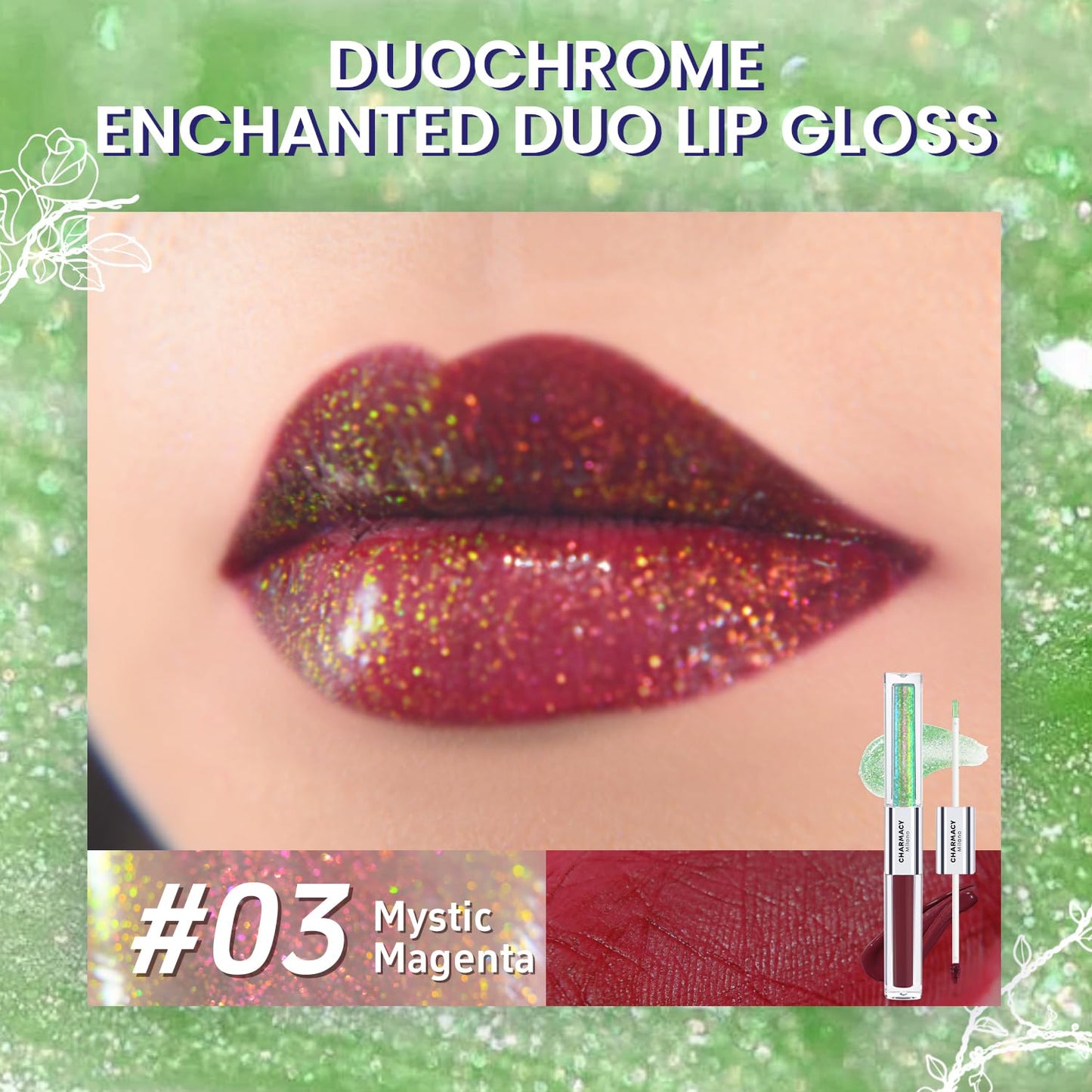 CHARMACY Multichrome Double Head Non-Stick Lip Glaze, Metallic Colourful Lip Gloss, Anti-transfer, Long Lasting Waterproof Liquid Lipstick Makeup (#03)-Velvo Beauty