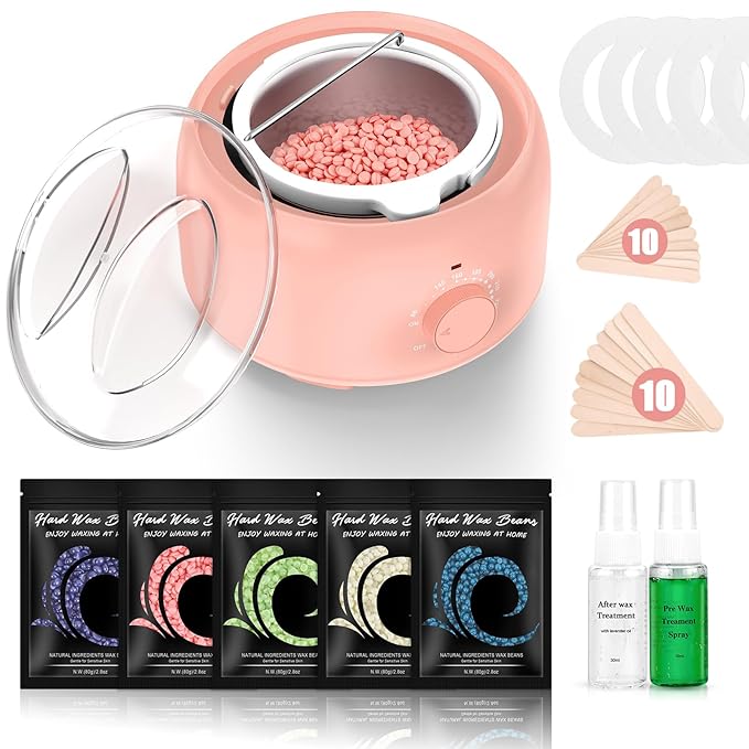 Waxing Kit - TIKESI Wax Warmer for Hair Removal, Hard Wax Kit with 14oz 5 Bags Hard Wax Beans for Full Body, Legs, Face, Eyebrows, Bikini, Brazilian Waxing Kit for Women Men-Velvo Beauty