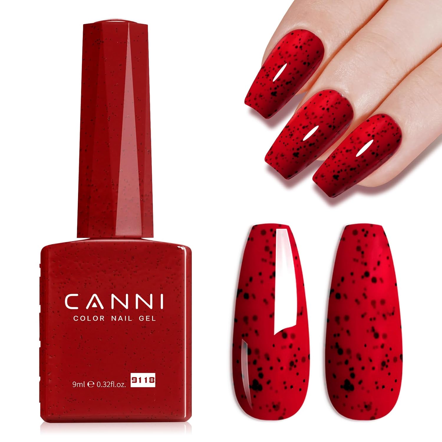 CANNI Wine Red Glitter Gel Polish – 9ML Sparkly Soak-Off UV/LED Gel Nail Polish for French Manicure, DIY or Salon Use-Velvo Beauty