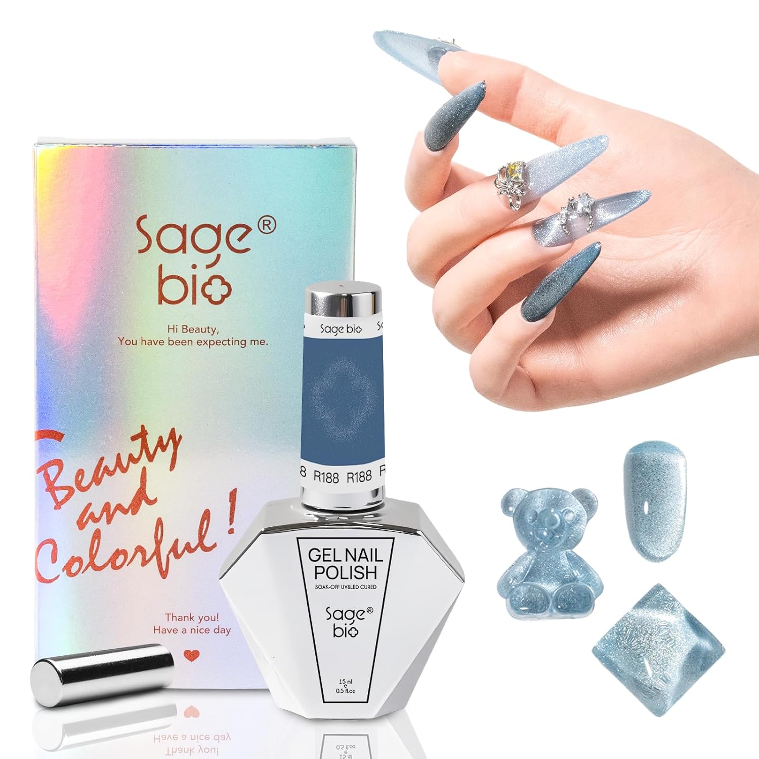 Multifunctional Cat Eye Gel Nail Polish, No Base or Top Coat Required, 15ml, Lasts Up to 4 Weeks, UV/LED Cured, Easy Application, R188-Velvo Beauty